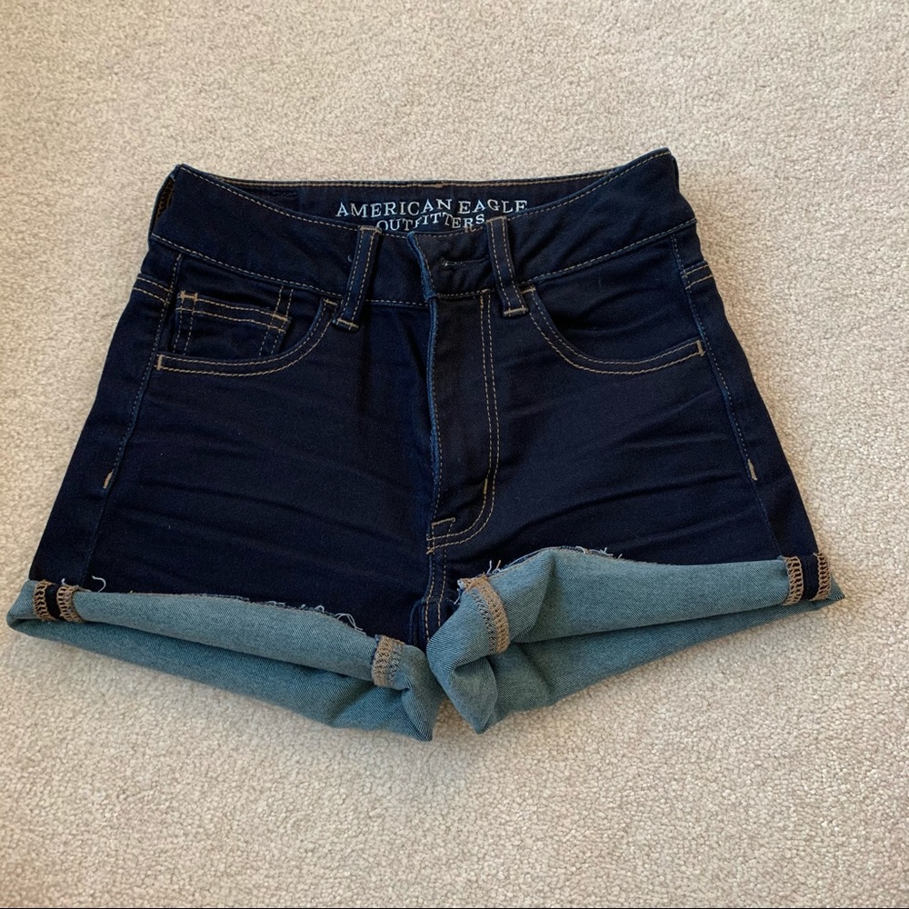 High rise denim short